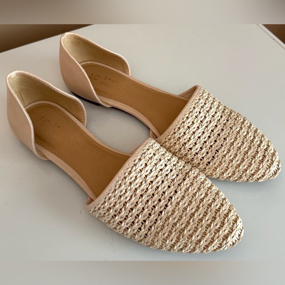 Lauren Conrad Calcite Nude Woven Flats Women’s Size 10M NEW